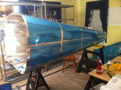 Building the RV12 Empennage in the living room 