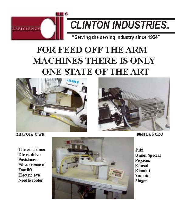 CLINTON AIR CHAIN CUTTERS FOR
FEED-OFF-THE-ARM MACHINES
2115F-OTA-C-WR and 1060FLA-F or G