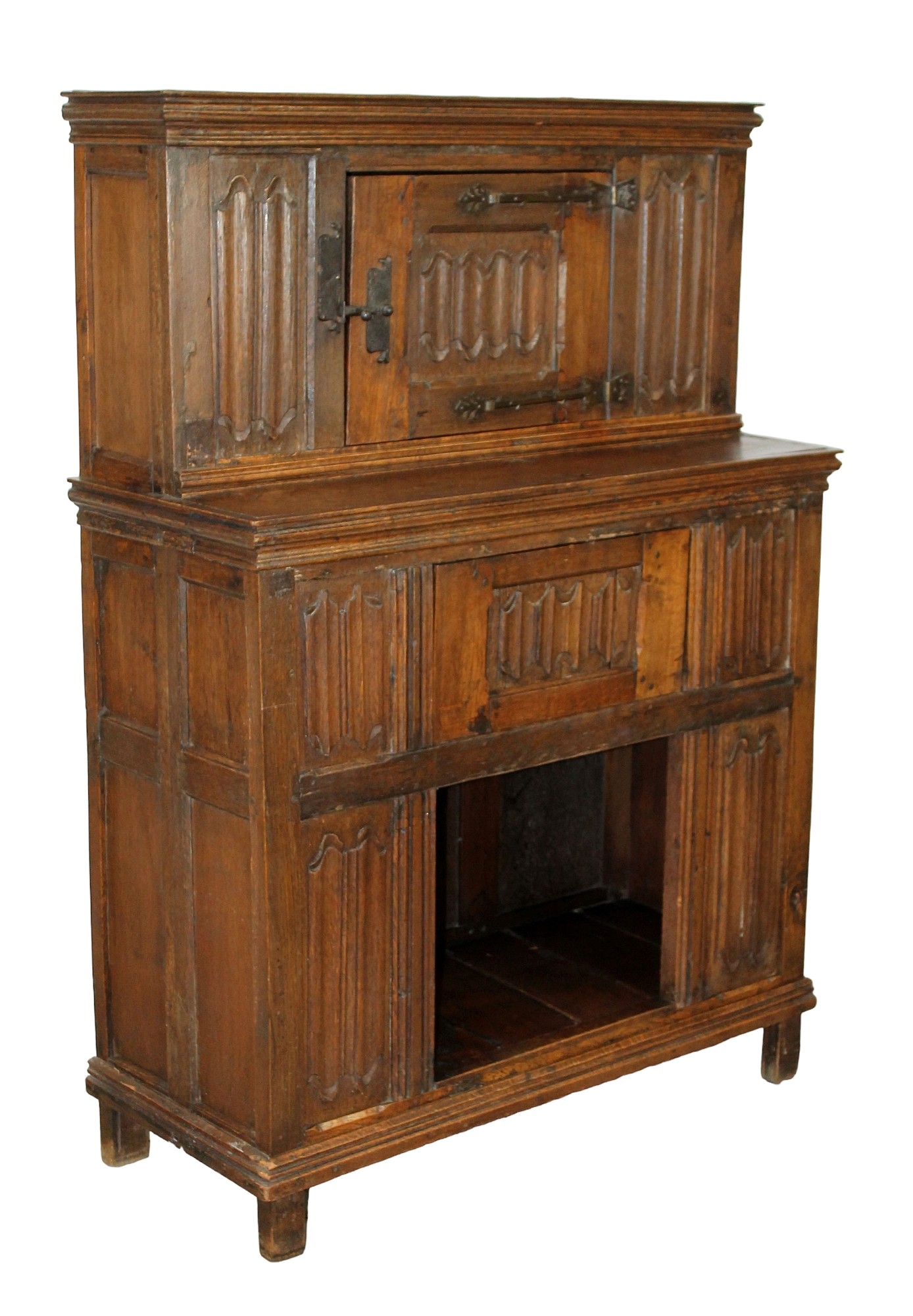 French Gothic revival oak cabinet