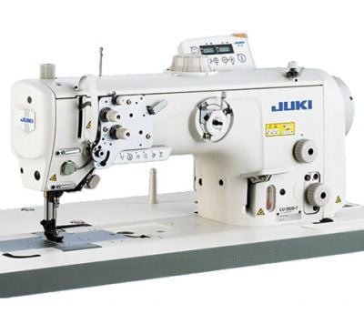 JUKI LU-2810-7 and JUKI LU-2810
Semi-Dry, Direct-Drive, 1-Needle, Unison-Feed, Lockstitch Machine with Vertical-Axis Large Hook