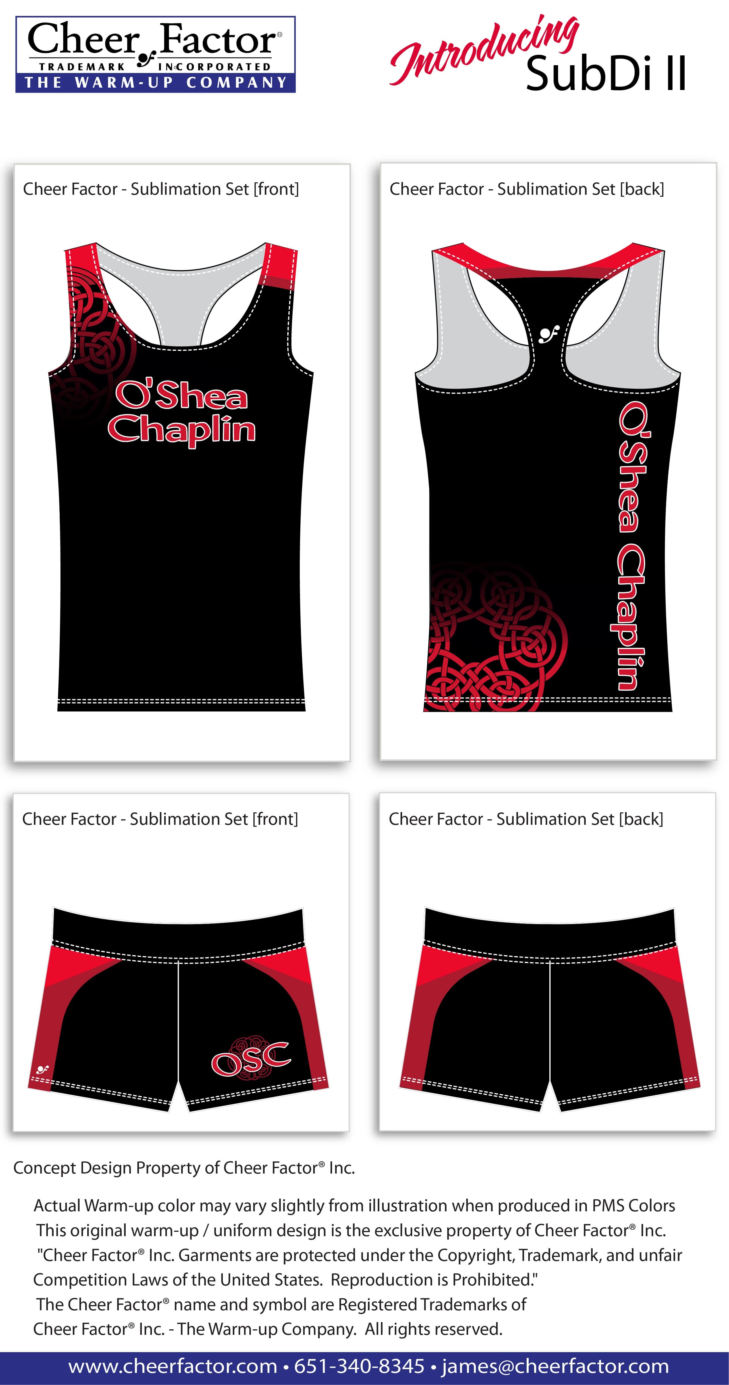 Produce matching apparel with Cheer Factor sublimation apparel