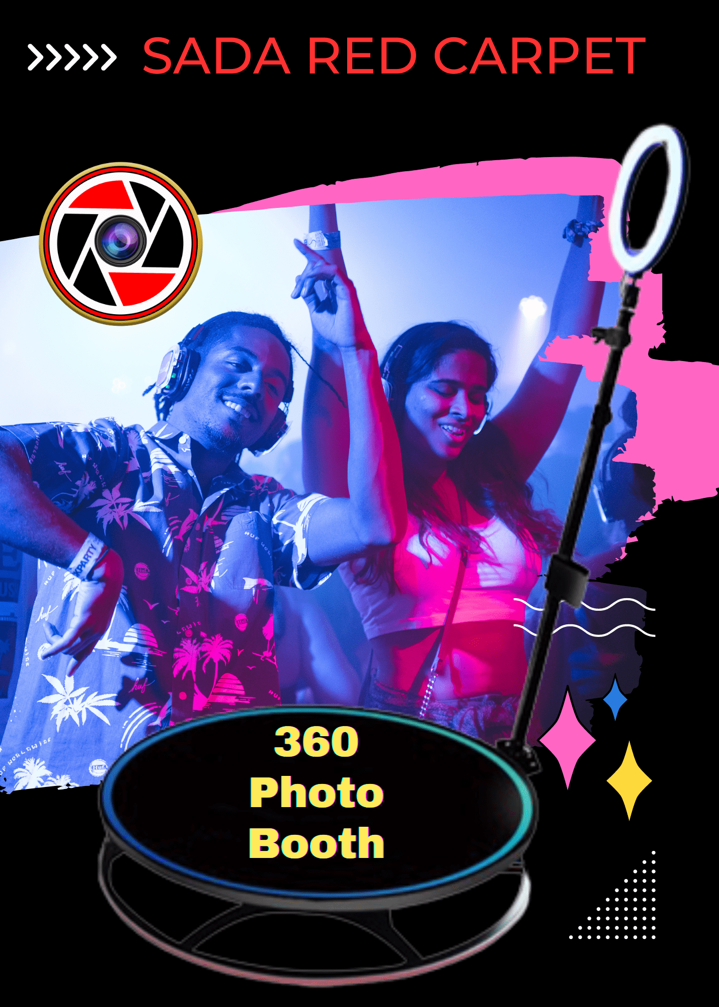 SADA Red Carpet - 360 Photo Booth Rental. Rent by the hour, add a fun and memorable addition to your next event. You and your guests will be amazed.