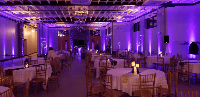 Pike Lake Golf Event Center with purple up lighting by Duluth Event lighting.