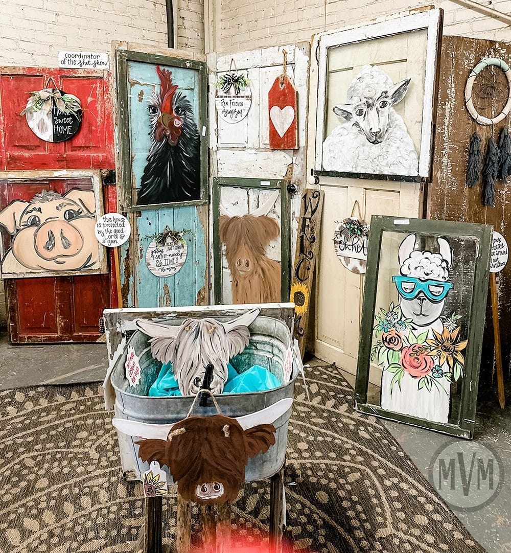 Talented artists can create amazing  pieces like these repurposed old flea market doors and windows transformed into beautiful upcycle works of art