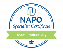 Jodi Granok has a Specialist Certificate in Team Productivity from NAPO.