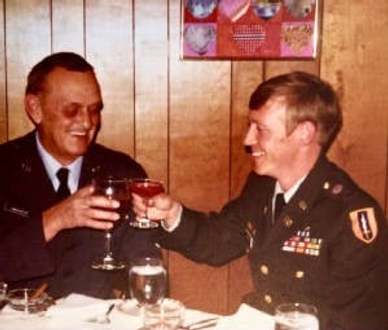 MSGT Carl Swanson, Air Force 28 yrs (WWII) & CW4 Lee Swanson, Army 21 yrs, helicopter pilot, Vietnam