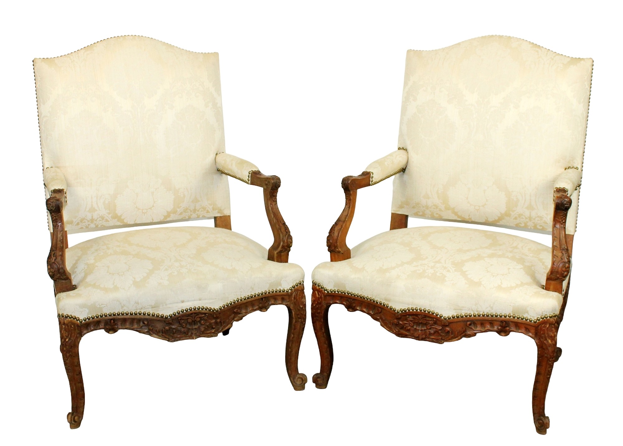 Pair of French Louis Xv style fauteuil armchairs