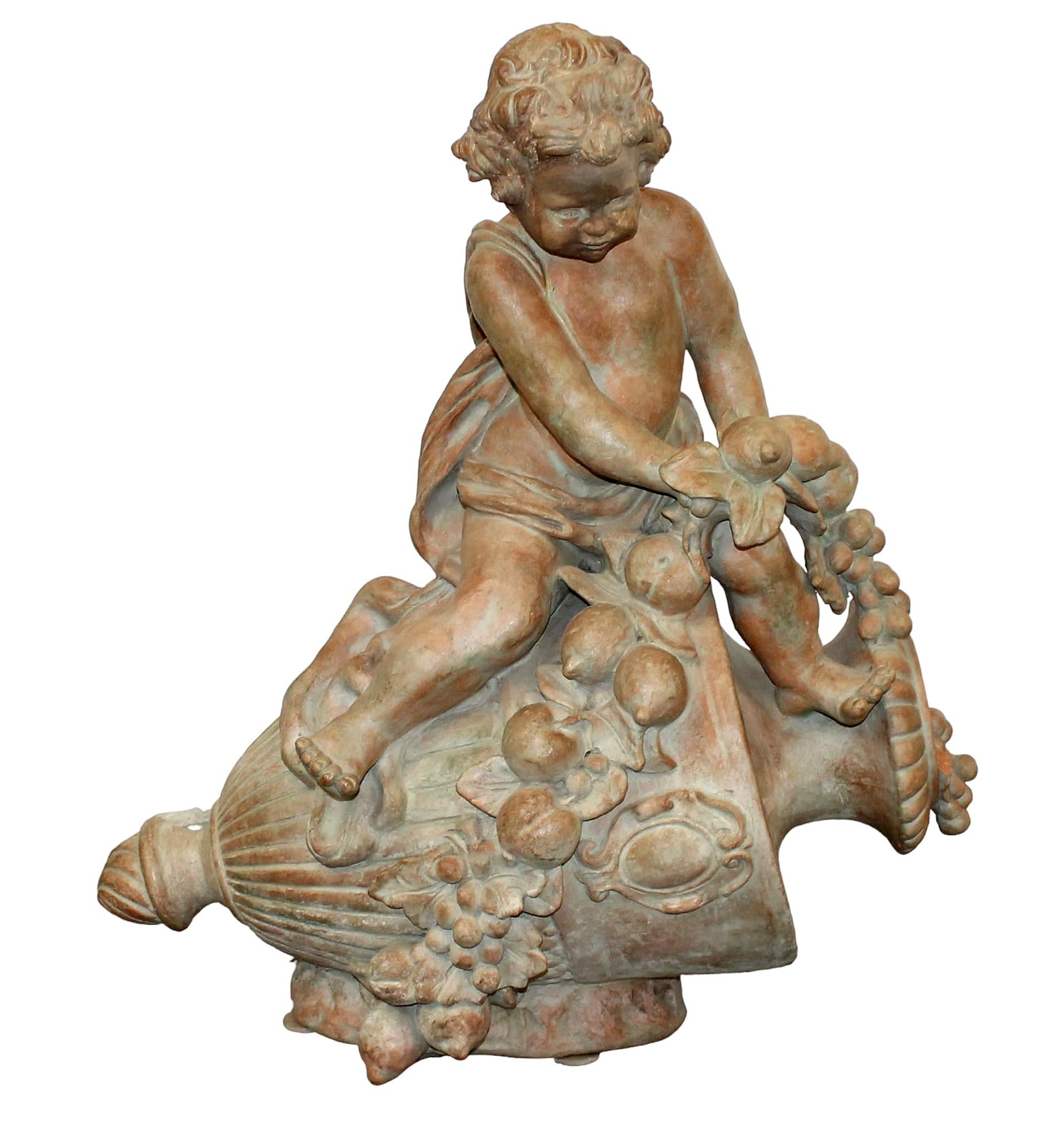 Italian terra cotta sculpture of baby Bacchus