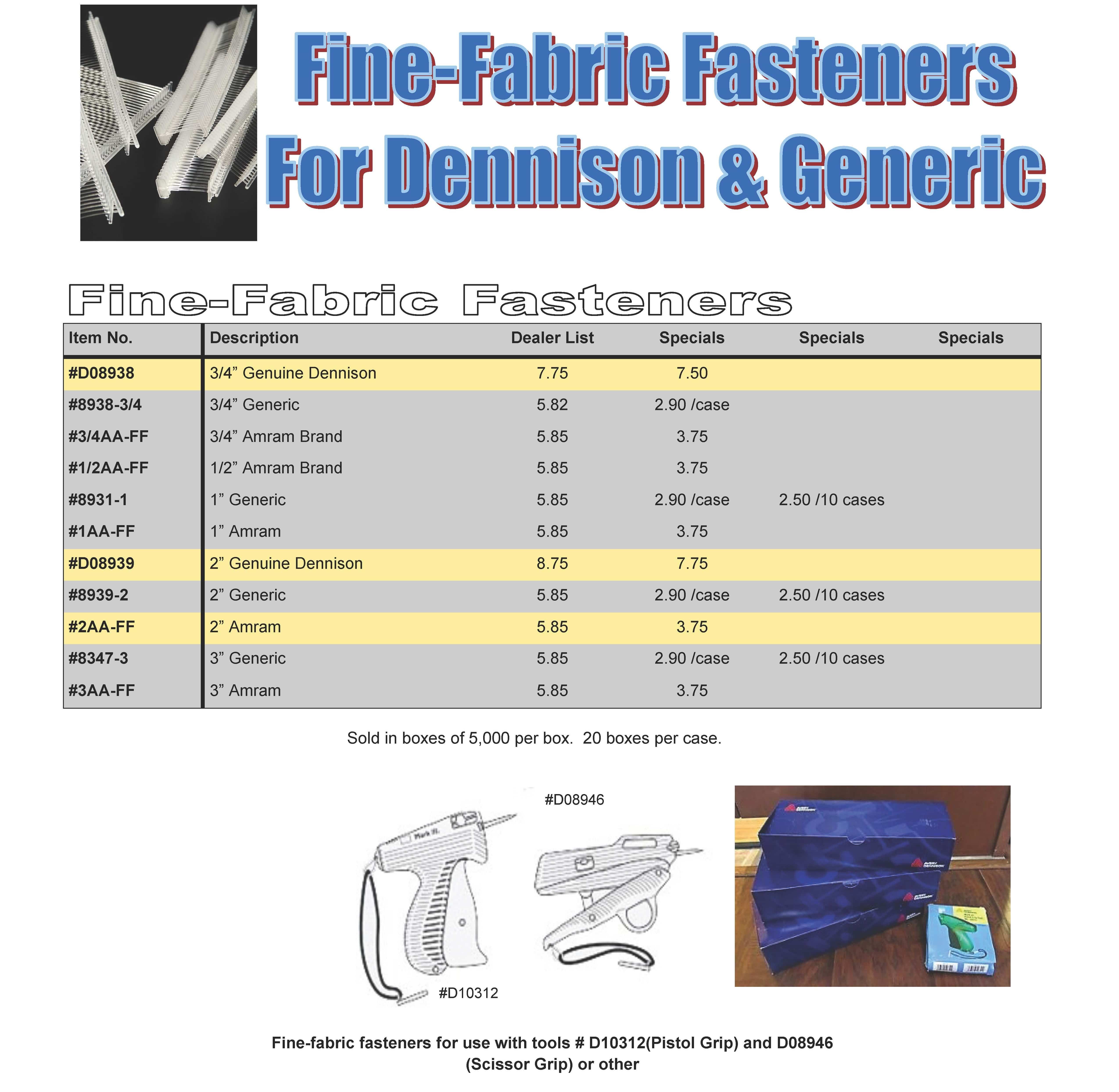  AVERY DENNISON and GENRIC FINE-FABRIC FASTENERS