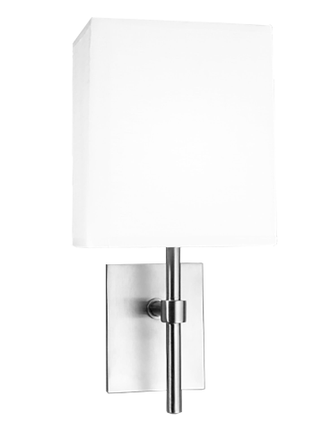 Wallmount brushed nickel, linen shade manufactured by Nessen Lighting, design James Long