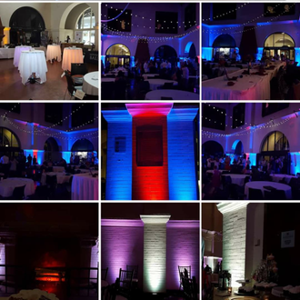 Wedding lighting at the Duluth Depot.
