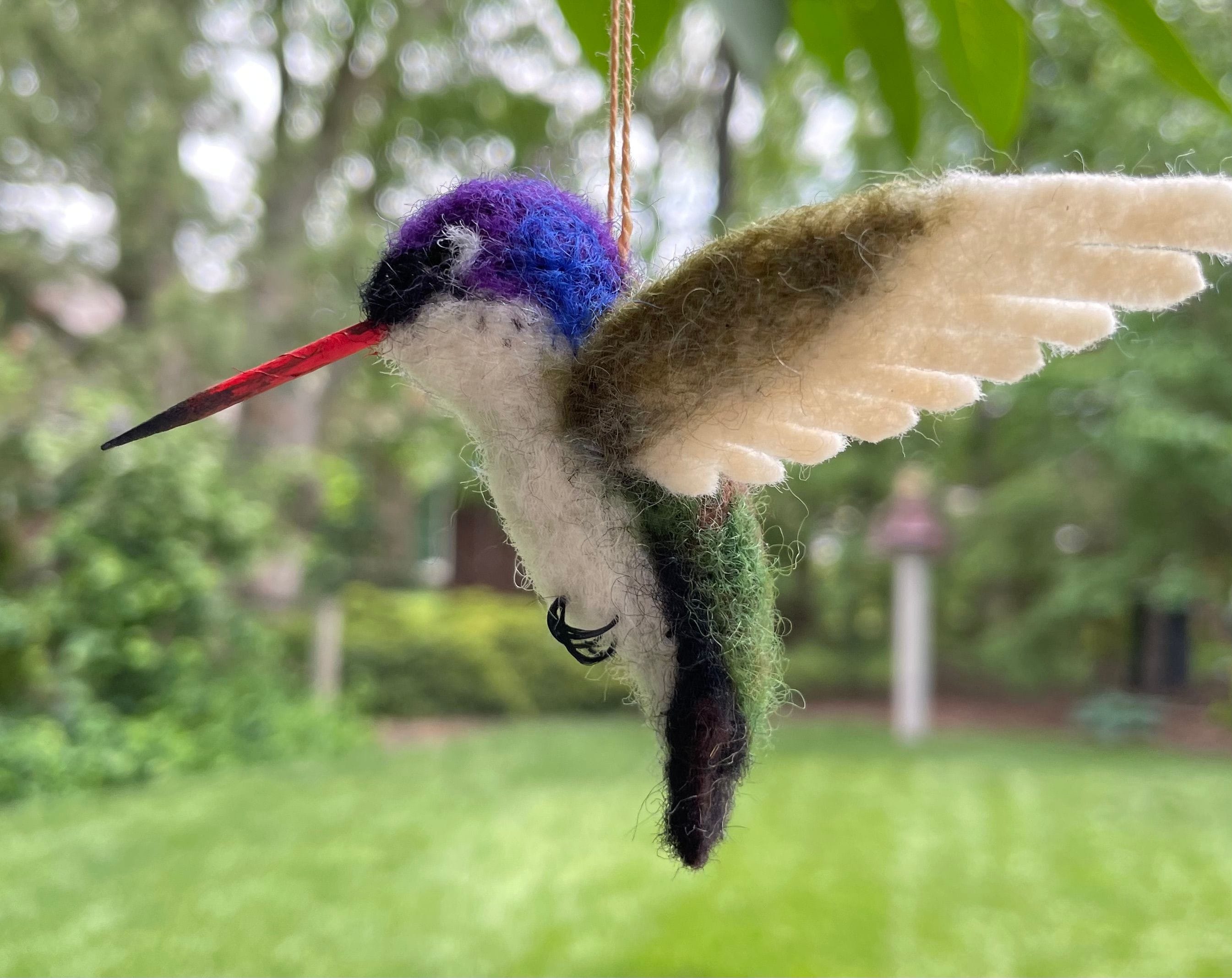 needle felted hummingbird ornament