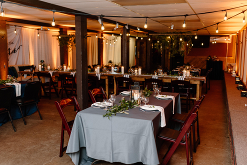 wedding lighting at Mont Du Lac with amber up lighting and bistro by Duluth Event Lighting.