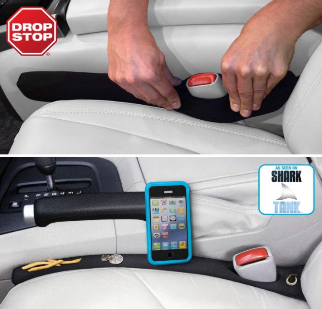 Drop Stop, a Car Seat Gap Filler that fits between the car seat and console.
