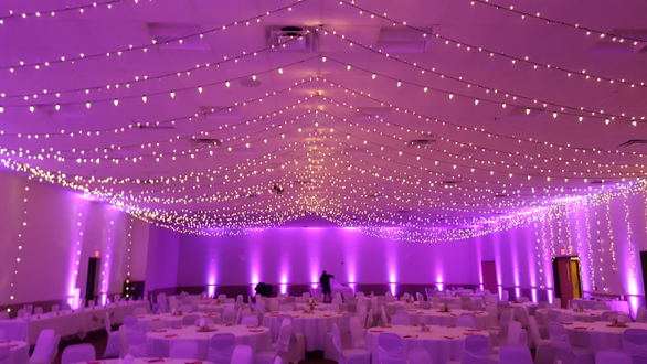 lavender pink up lighting with tripple thick bistro.