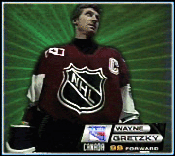 Lasers used as a backdrop for a television broadcast of a famous hockey player.