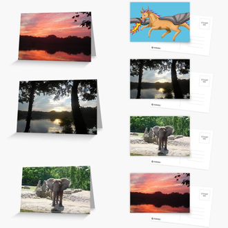 Greeting cards and postcards featuring art and photography by Jennifer Priester.