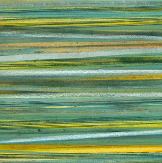 10 " x 10"colorful striped monoprint created using collagraph, drypoint, offset and ghost printing