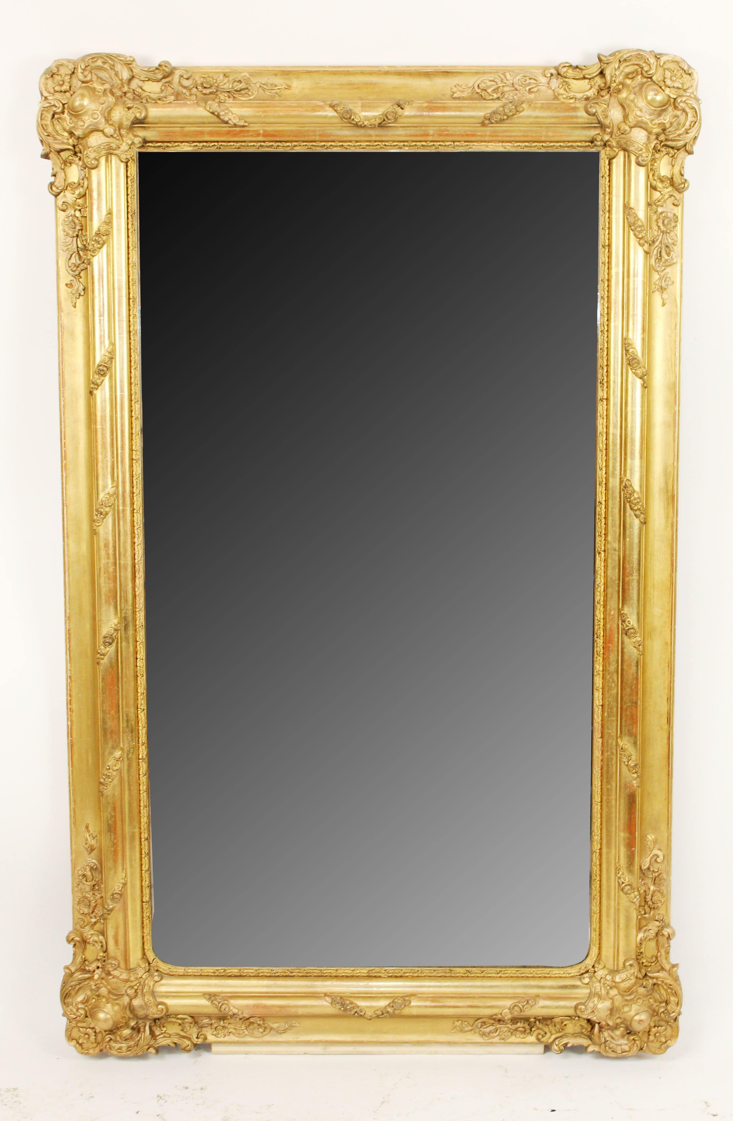 French Louis XV gilt wood mirror