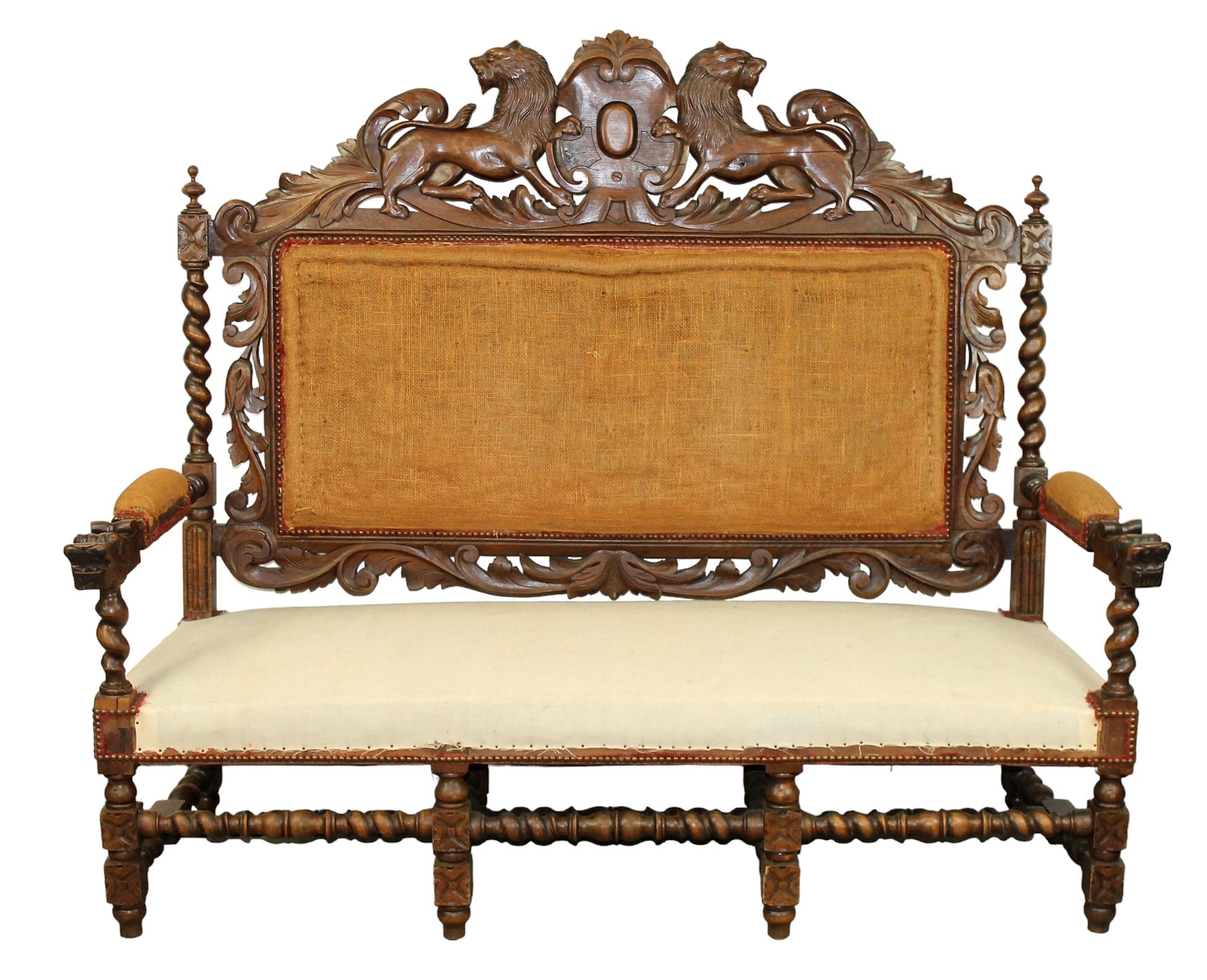 French Louis XIII carved walnut sofa 