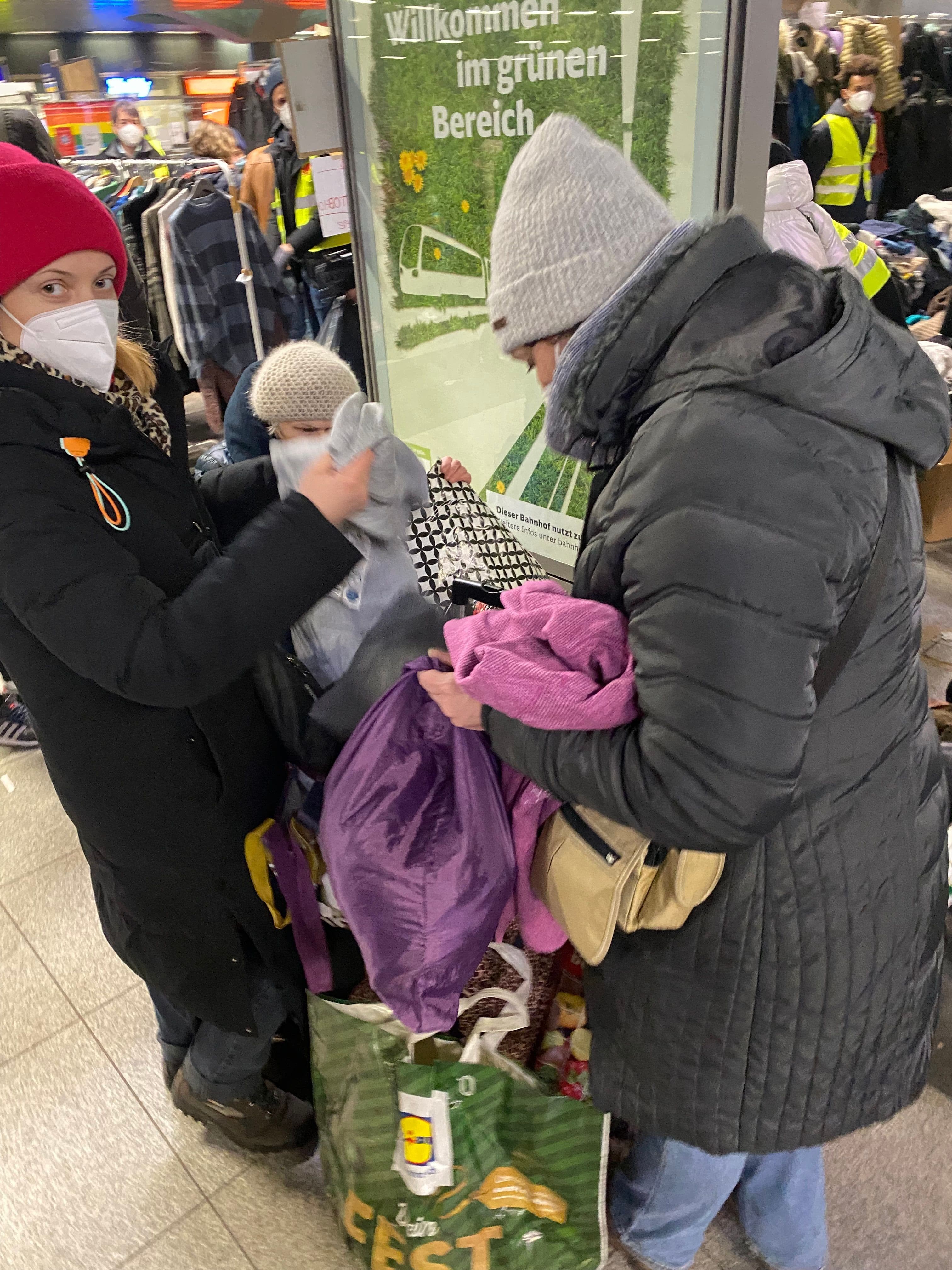 Looking for clothing for their children after having just arrived from Ukraine and having left everything behind.  Starting a new  life in a foreign country.