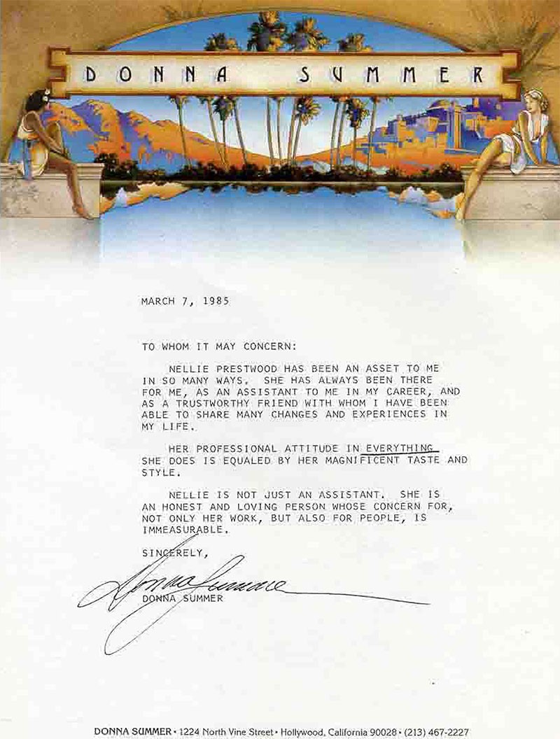 Letter of Donna Summer