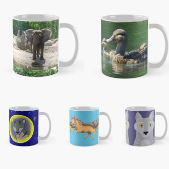 Mugs featuring art and photography by Jennifer Priester.