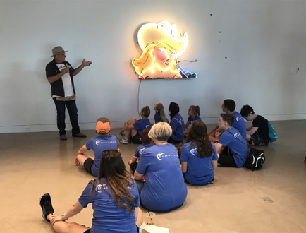 Austin neon artist discusses his 2019 exhibition with Hearts for Hearing campers at 108 Contemporary