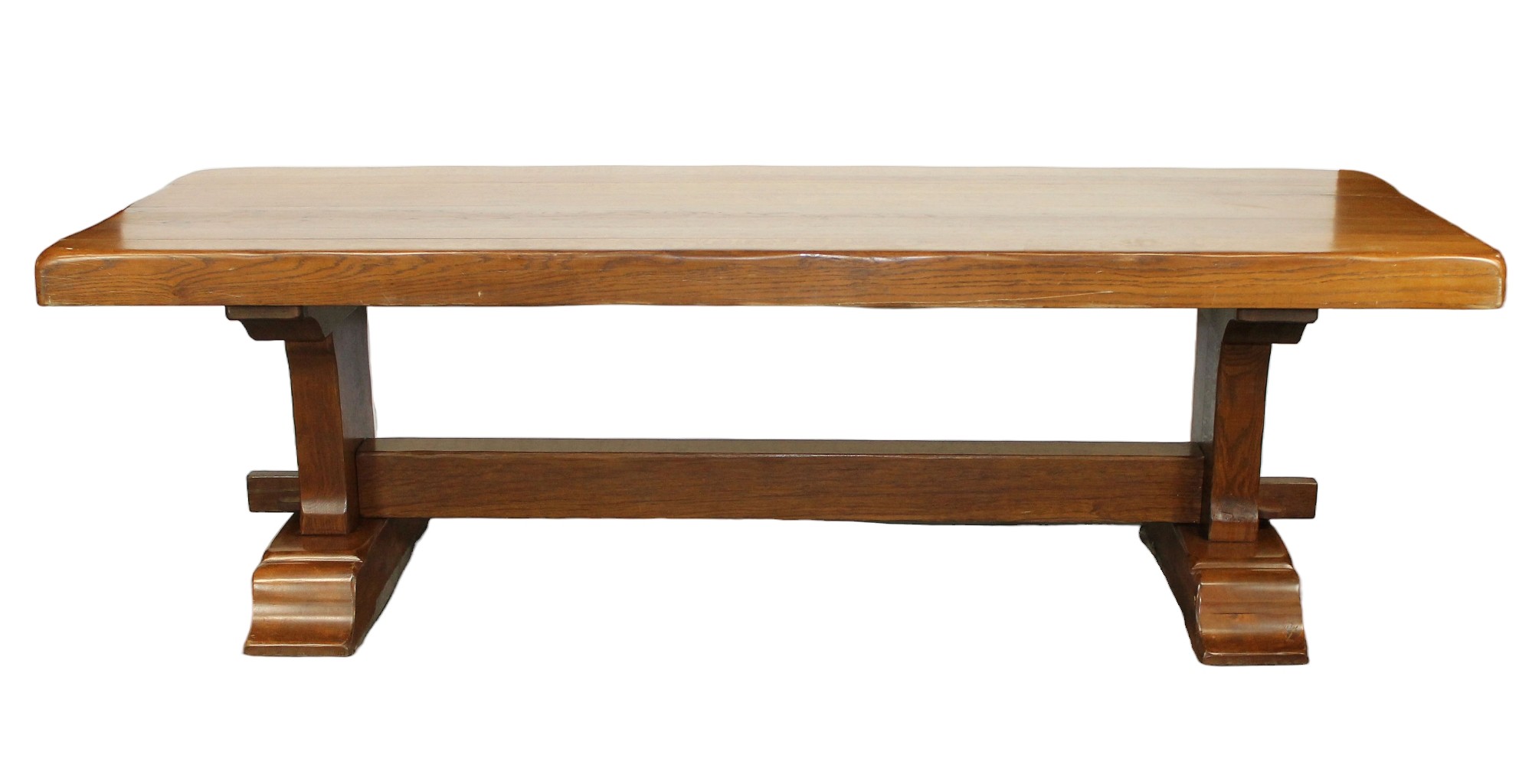 French oak 4" thick top trestle table