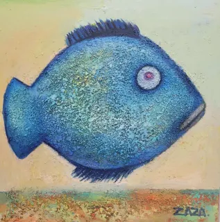 Zaza Khabuliani Blue Fish"  
25x25
