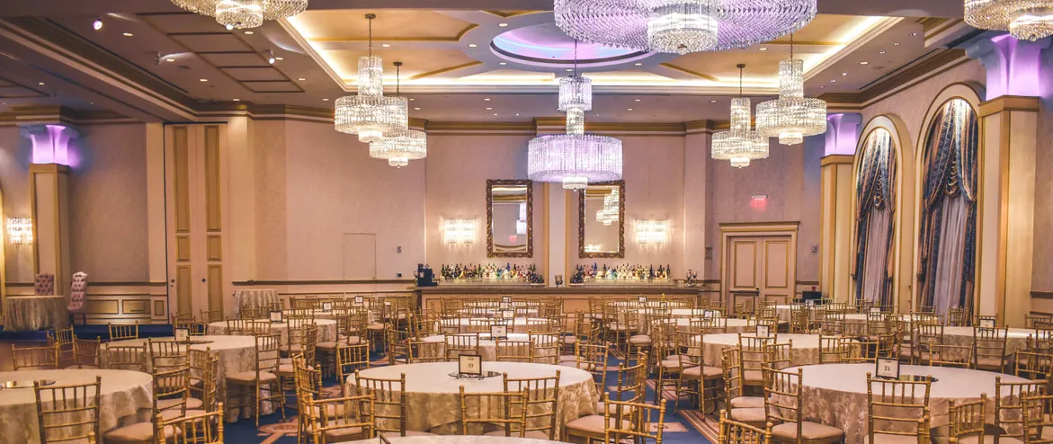Elegant Event Hall With Rounded Tables