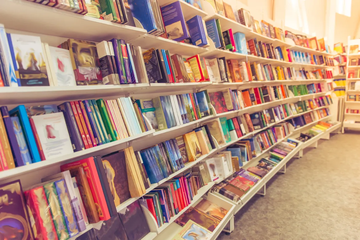 Rows of different colorful books
