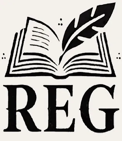 Logo with initials of Richelle E. Goodrich carved into a pumpkin. Special logo for the month of October.