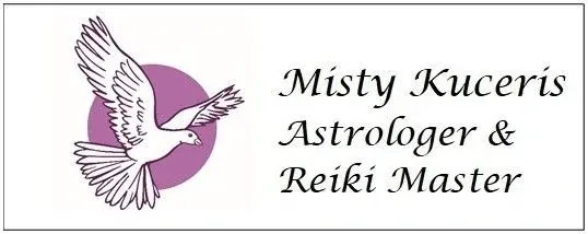 Dove Flying Logo for Misty Kuceris, Astrologer & Reiki Master